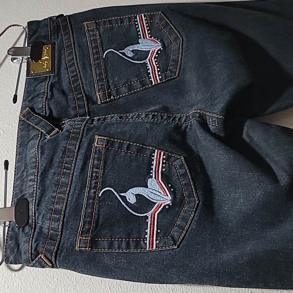 COPY - BABY PHAT BOOTCUT VINTAGE 90's HIP HOP Y2K DARK WASH DENIM BLUE JEANS JU… - Picture 14 of 16